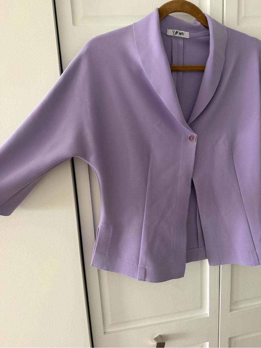 Vintage Barbeau Lilac Lavender Cropped Structured Blazer Jacket Pastel M - Picture 4 of 10